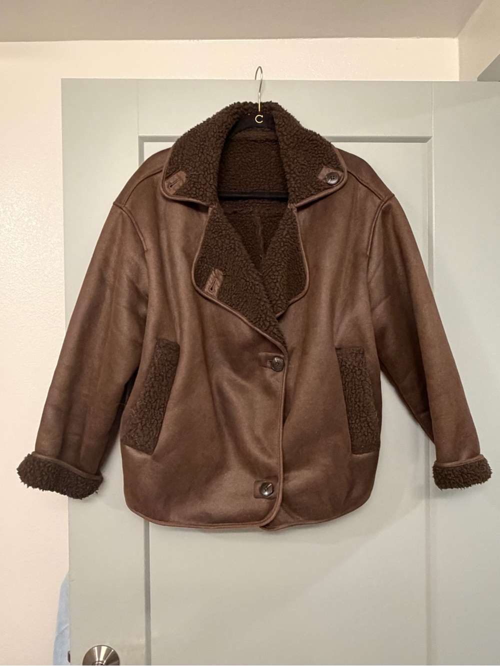 12th Tribe Brown Teddy Shearling Jacket for Women